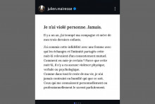 Le post Instagram de Julien Mairesse dans lequel il réfute l'accusation de viol de l’humoriste Elena Nagapetyan.