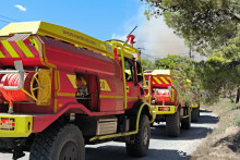 Un camion de pompiers à Pouzols-Minervois dans l'Aude le 2 juillet 2026