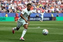 Désiré Doué face à la Norvège avec l'équipe de France, le 26 juin 2026 à Boston.