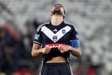 Yoann Barbet à l'issue du match des seizièmes de finale de la Coupe de France de football opposant les Girondins de Bordeaux à l'OGC Nice, au Nouveau Stade de Bordeaux, le 20 janvier 2024.