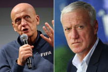 Le patron de l'arbitrage à la Fifa Pierluigi Collina et Didier Deschamps.