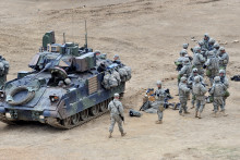 L'armée américaine dans un terrain d'entraînement militaire à Yeoncheon, ville frontalière située au nord-est de Séoul, le 11 avril 2013.