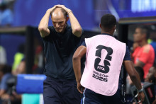 Le sélectionneur de l'Angleterre Thomas Tuchel lors de la défaite en demi-finales de la Coupe du monde face à l'Argentine, le 15 juillet 2026 à Atlanta.