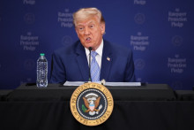 Le président américain Donald Trump au siège de l'Agence de protection de l'environnement le 23 juillet 2026 à Washington, DC.
