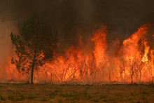 Les flammes ont envahi Macheprime dans le Sud-Ouest de la France, le 26 juillet 2026