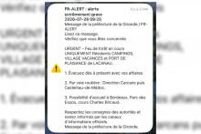 Le message FR-Alert reçu à Lacanau le 28 juillet 2026.
