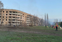 Un bâtiment endommagé à Kryvyï Rig, le 4 avril 2026, en Ukraine.