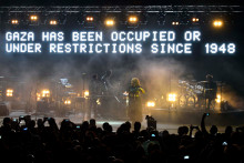 Le groupe Massive Attack sur scène pendant un festival au Liban en 2014.