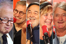 Philippe Bouvard, Laurent Ruquier, Gérard Jugnot, Michèle Bernier et Olivier de Kersauson dans "Les Grosses Têtes"