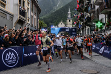 Les participants de l'Ultra-Trail du Mont-Blanc à Chamonix, le 29 août 2025.