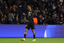 Bradley Barcola avec le PSG en huitièmes de finale aller de Ligue des champions contre Chelsea, le 11 mars 2026 au Parc des Princes.