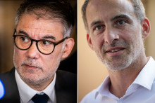 Le Premier secrétaire du Parti socialiste Olivier Faure, et le candidat Place publique à la présidentielle Raphaël Glucksmann