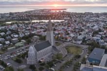 Vue aérienne de la capitale de l'Islande, Reykjavik, le 28 août 2026.