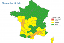 Une carte des vigilances de Météo-France (Illustration)