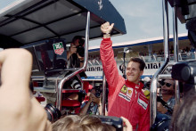 Michael Schumacher lors du GP d'Hockenheim  en Allemagne, le 27 juillet 1996.