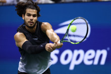 Carlos Alcaraz lors de son quart de finale face à Ben Shelton à l'US Open, le 8 septembre 2026 à New York.