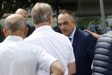 Mohamed Sanhadji, responsable de la sécurité de l'équipe de France de football, à l'aéroport de Paris-Le Bourget, le 10 juillet 2024, au lendemain de la défaite de la France face à l'Espagne en demi-finales, de l'Euro en Allemagne.