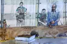Loik Le Priol (à gauche) et Romain Bouvier (à droite) devant la cour d'assises de Paris, le 22 septembre 2026, lors de leur procès pour le meurtre, en 2022, du rugbyman international argentin Federico Martin Aramburu.