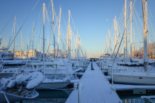 Le port de La Rochelle sous la neige le 6 janvier 2026