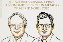 Les lauréats du Prix Nobel de l'Economie Robert E. Hall et Michael Woodford.