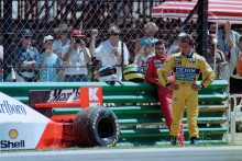 Ayrton Senna et Michael Schumacher lors des qualifications du GP d'Afrique du Sud à Kyalami, le 13 mars 1993.