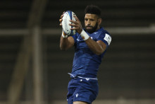Hyron Andrews lors du match de Champions Cup de rugby opposant les Sale Sharks à Toulon, au Salford Community Stadium, le 19 janvier 2025.