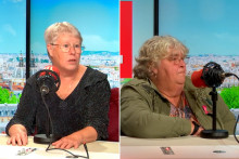 Charlène et Magali au micro de Faustine Bollaert
