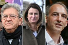 Jean-Luc Mélenchon, Marine Tondelier et Raphaël Glucksmann