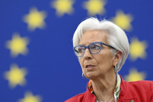 Christine Lagarde, s'exprime lors d'un débat en séance plénière au Parlement européen en 2023