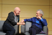 Patrick Stewart et Ian McKellen à New York le 28 janvier 2014.