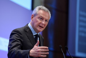 Le ministre de l'Économie et des Finances, Bruno Le Maire, lors d'un discours à Paris le 4 mars 2021. 9494PN