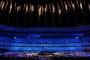 Comme lors de la cérémonie d'ouverture, de nombreux feux d'artifice ont été tirés
