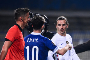 Antoine Griezmann et Miralem Pjanic à Sarajevo le 31 mars 2021