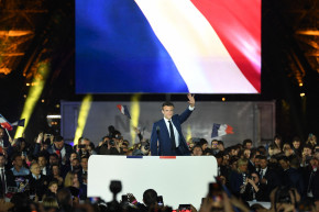 Emmanuel Macron prononce son discours de victoire le 24 avril 2022