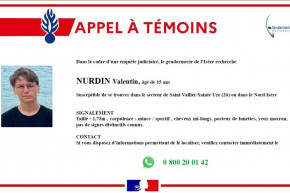 L'appel à témoins pour retrouver Valentin Nurdin, 15 ans.