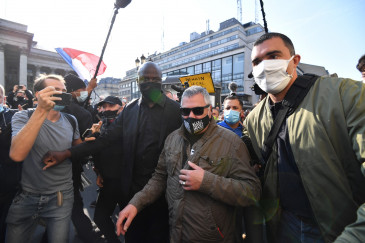 Jean-Marie Bigard arrive à la manifestation des "gilets jaunes" à Paris le 12/09/20
