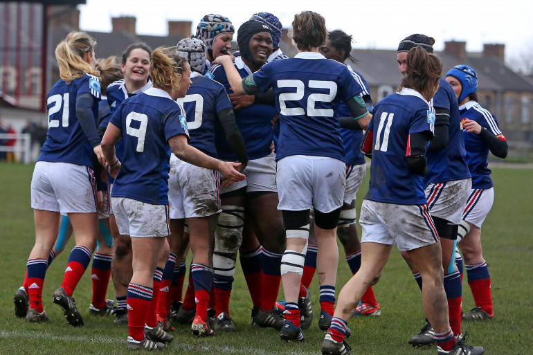 L'équipe de France de rugby féminin face au pays de Galles, le 23 février 2014