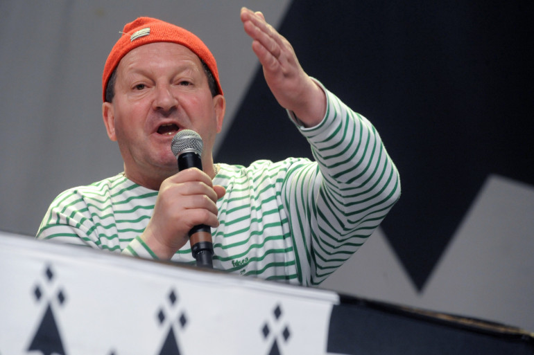 Le président de la FDSEA Thierry Merret à Morlaix le 8 mars 2014. (archives)