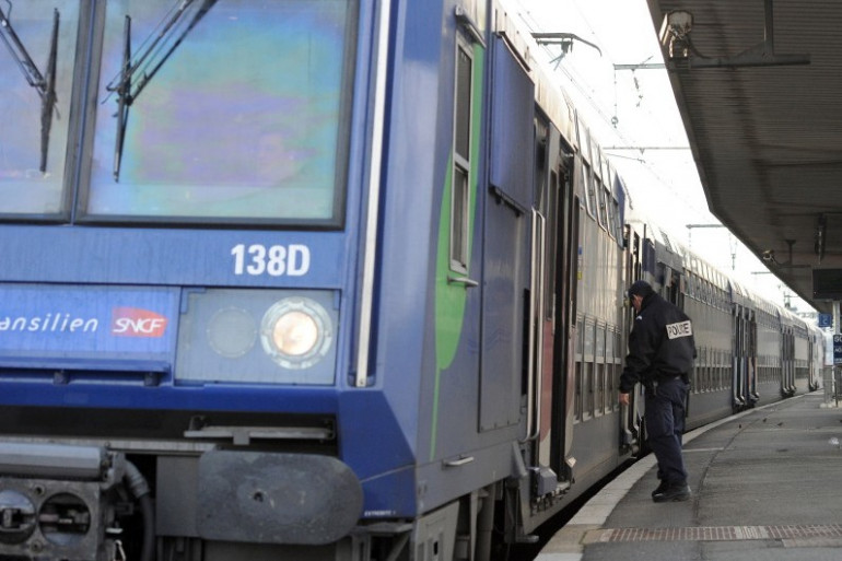 Un train du réseau Transilien dans une gare de région parisienne, le 15 décembre 2010