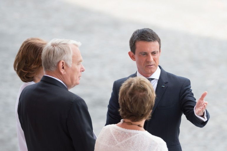 Jean-Marc Ayrault et Manuel Valls le 14 juillet 2015 à Paris