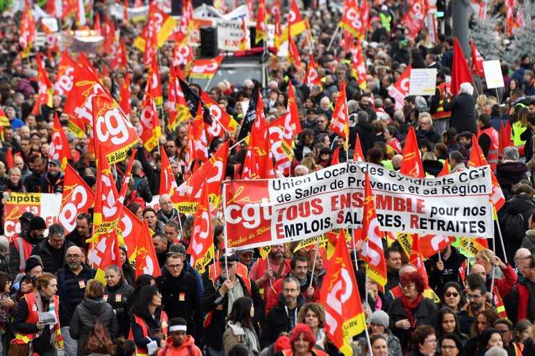 Le cortège CGT manifeste contre la réforme des retraites à Marseille (illustration)