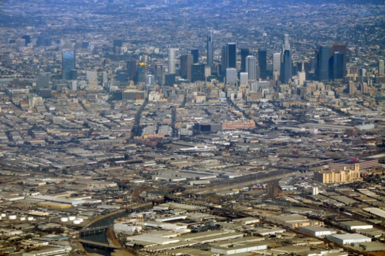 Une vue aérienne du centre-ville de Los Angeles