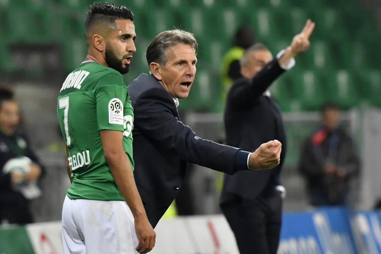 Ryad Boudebouz et Claude Puel à Geoffroy-Guichard le 6 octobre 2019