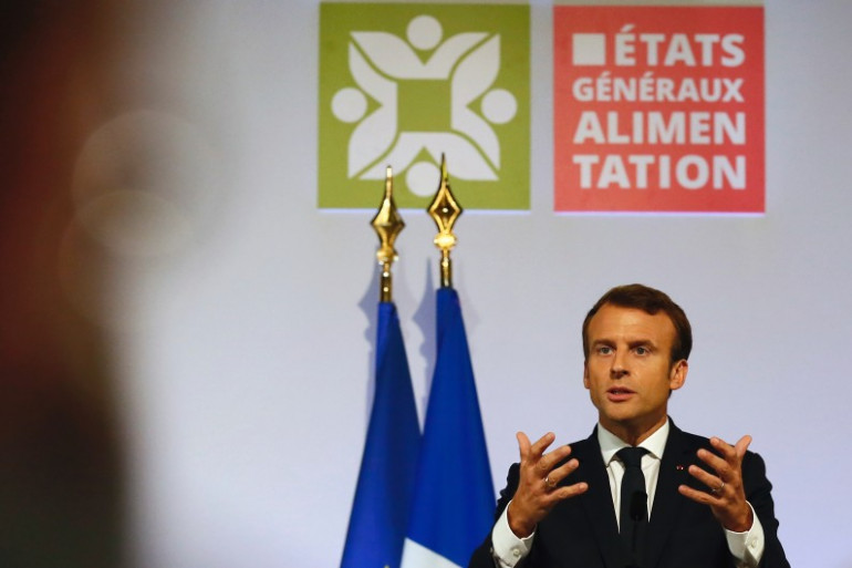 Emmanuel Macron prononce un discours lors des États généraux de l'Alimentation, le 11 octobre 2017 à Rungis