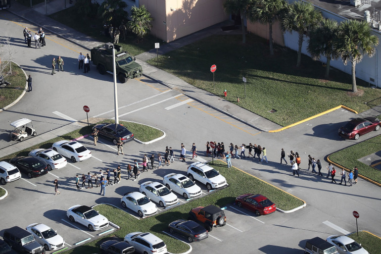 Le lycée Marjory Stoneman Douglas High School de Parkland, en Floride, théâtre d'une fusillade mortelle le 14 février 2018