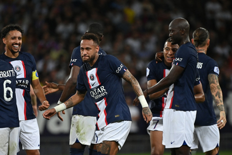 Marquinhos, Neymar, Mbappé, Danilo et Ramos au Parc des Princes le 31 août 2022
