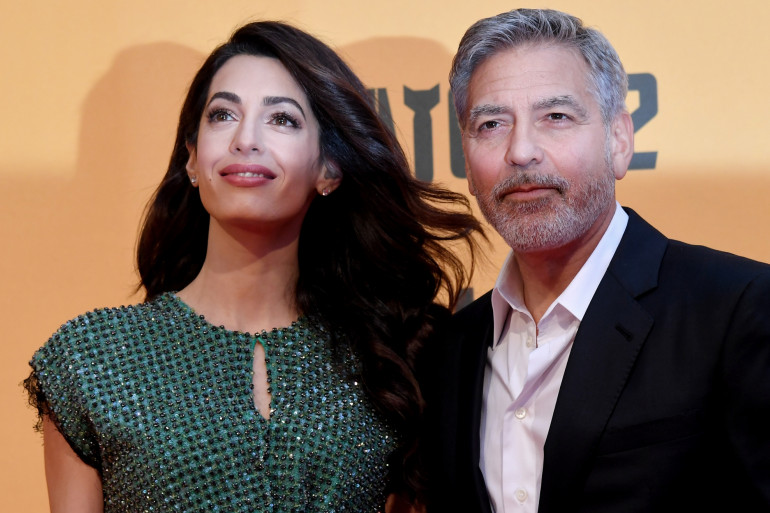 George Clooney et son épouse Amal Clooney, à Rome en mai 2019