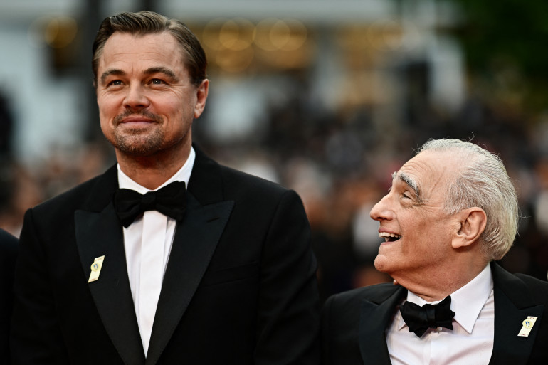 Leonardo Dicaprio et le réalisateur Martin Scorsese, lors de la 76e édition du Festival de Cannes, dans le sud de la France, le 20 mai 2023.