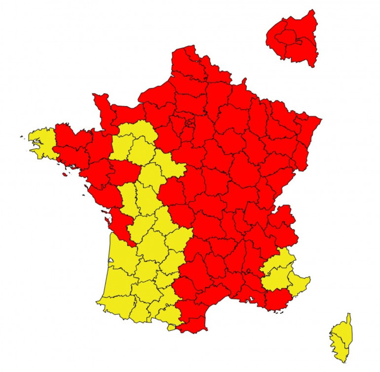 CARTE Allergie aux pollens 69 départements placés en alerte rouge
