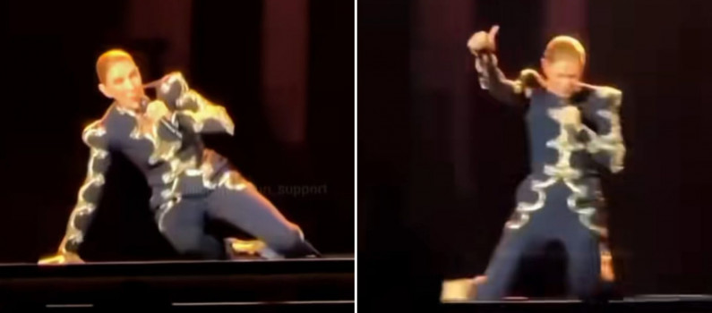 VIDÉO - Céline Dion chute sur scène en pleine interprétation de "Dans un autre monde" lors de son 11e concert à Paris